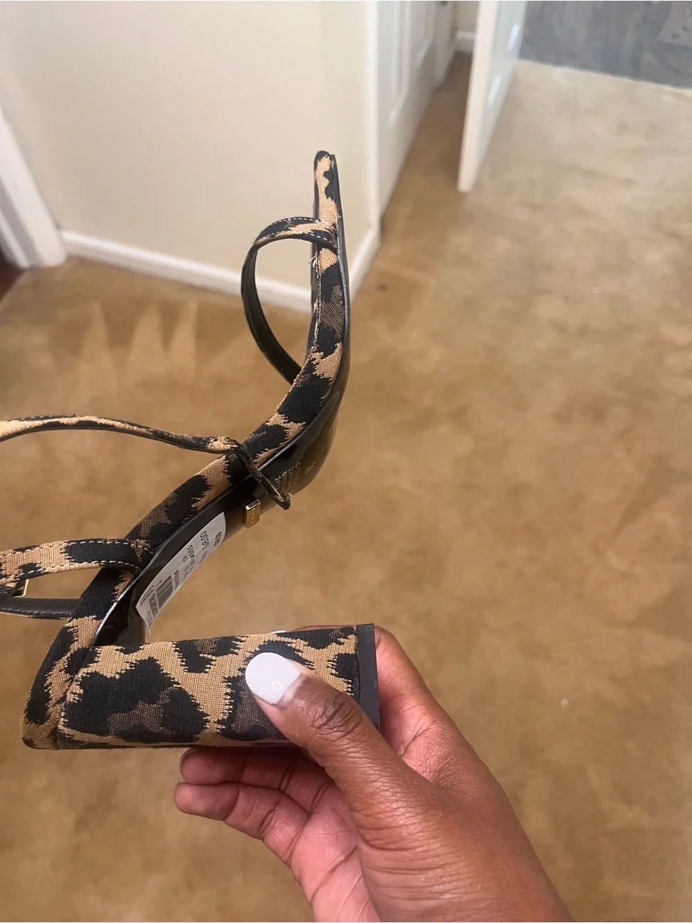 Topshop Leopard Print Ankle Strap Heels - Black and Brown